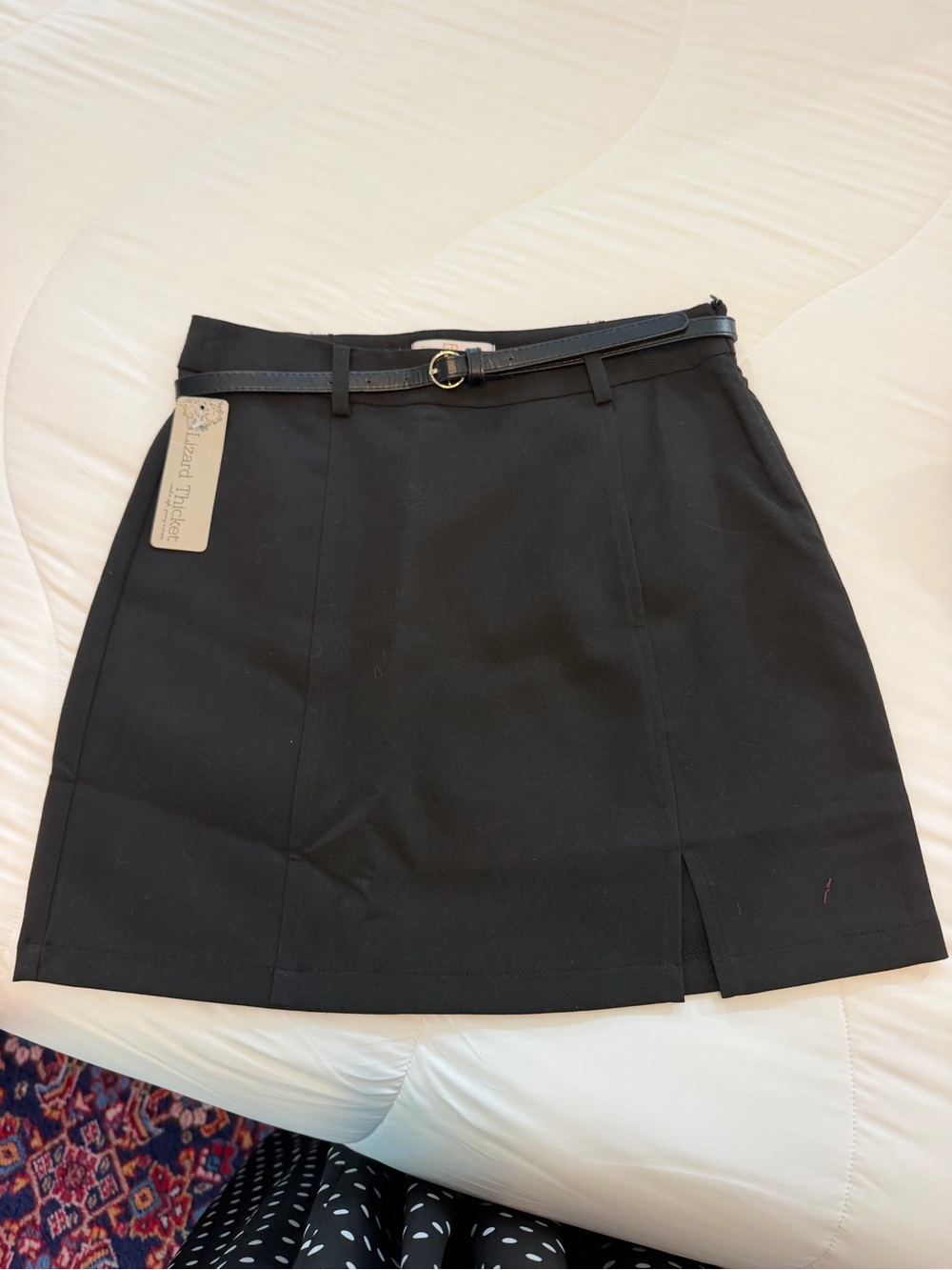 Black A-Line Mini Skirt with Belt